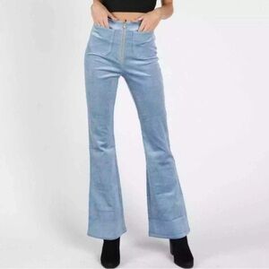 Retro corduroy light blue flare pant w/ back pockets, High waisted size small